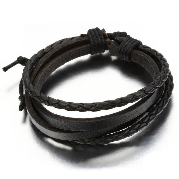 Boniskiss Mens Womens Leather Rope Bracelet Adjustable Tribal Leather