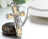 Boniskiss New Stainless Steel Mens Jesus Crucifix Cross Pendant Necklace, 22 inch Chain
