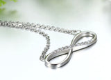 Boniskiss Stainless Steel Rhinestone Accent Love Charm Infinity Pendant Necklace 18 Inch