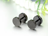 Boniskiss 8mm Black Screw Stud Earrings for Men Women Stainless Steel Cheater Fake Ear Plugs Gauges Illusion Tunnel 2pcs