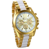 Boniskiss Birthday Gift Men's Roman Numbers Dial Two-Tone Stainless Steel Dress Watch