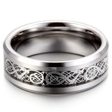 Boniskiss 8mm Celtic Dragon Inlay Tungsten Carbide Ring Men's Anniversary/Engagement/Wedding Band