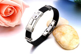 Boniskiss	New Fashion Men Women Stainless Steel Rubber Bracelet with Golden Tone Cross 7.5 Length