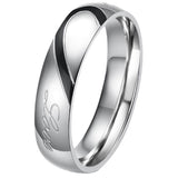 Boniskiss Lover's Heart Shape Stainless Steel Ladies Promise Ring Real Love Engagement Wedding Bands