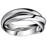 Boniskiss #5 Fashion Silver Tone Stainless Steel Triple Interlocked Ring Mens Ladies Wedding Band