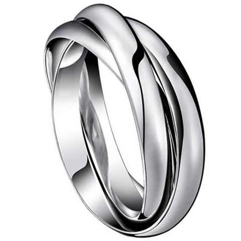 Boniskiss #5 Fashion Silver Tone Stainless Steel Triple Interlocked Ring Mens Ladies Wedding Band