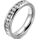 Boniskiss #8 Stainless Steel Clear Rhinestone Eternity Ring Engagement Wedding Band