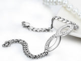 Boniskiss New Stainless Steel Interlocking Infinity Chain Bangle Figure 8 Bracelet 7.9 Inch Length - 5mm Width