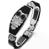 Boniskiss Punk Rock Mens Womens Leather Chain Owl Cuff Bangle Wristband Bracelet