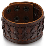 Boniskiss Mens Wide Leather Bangle Cuff Bracelet Color Brown