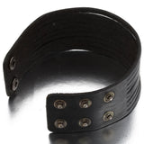 Boniskiss Men Wide Black Leather Bracelet Bangle Rock Cuff Bracelet