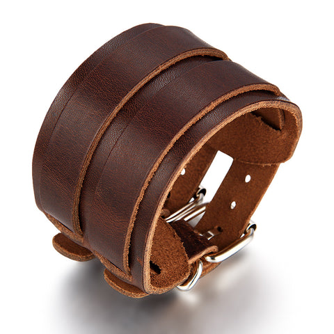 Boniskiss Leather Bangles Wrap Bracelets Strap Wristbands with Buckle Fastening