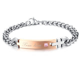 Boniskiss Anniversary Gifts Stainless Steel True Love Couples Chain Bracelet Bangles