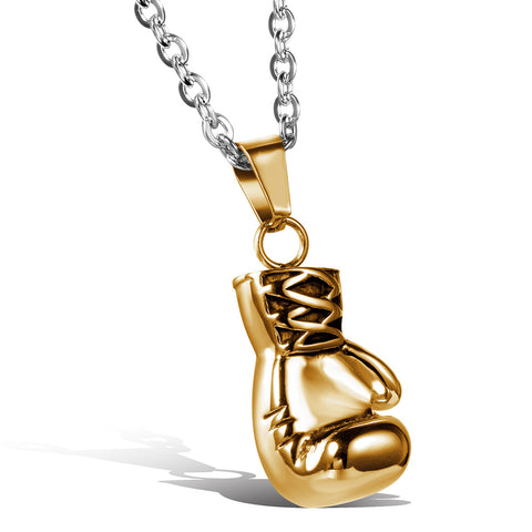 Boniskiss Stainless Steel Necklace with Boxing Glove Gold Tone