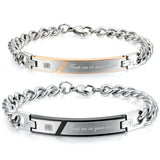 Boniskiss Valentine Gifts Stainless Steel Couples Keep Men in Your Heart Promise Link ID Bracelets for Lovers