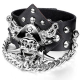 Boniskiss Pirate Captain Leather Bracelet Punk Rock