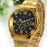 Boniskiss Men Gold Tone Stainless Steel Quartz Wrist Watch Birthday Gift