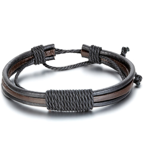 Boniskiss Mens Womens Leather Rope Bracelet Adjustable Tribal Leather