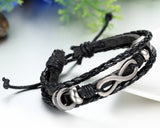 Boniskiss Mens Womens Leather Bracelet Love Infinity Charm Friendship Bangle