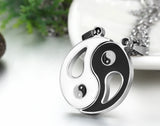 Boniskiss 2pcs Matching Friendship Best Friends Ying Yang Pendant Necklaces Set, 18 and 22 inch Chain, Valentine's Gift, Black Silver