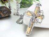 Boniskiss New Stainless Steel Mens Jesus Crucifix Cross Pendant Necklace, 22 inch Chain