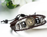 Boniskiss Leather Bracelet Adjustable with Pull String Black Brown