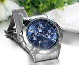 Boniskiss Mens Stainless Steel Classic Wrist Watch Blue Dial
