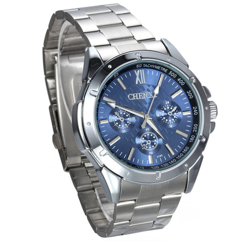 Boniskiss Mens Stainless Steel Classic Wrist Watch Blue Dial