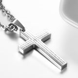 Boniskiss Christmas Gift Men's Stainless Steel Lords Prayer Cross Pendant Necklace, 21.3 inch Chain