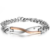 Boniskiss New His Hers Matching Set Stainless Steel I Was Born to Love You Link Chain Infinity Bracelets, Valentine Gifts