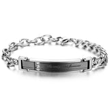 Boniskiss Men,Women's Stainless Steel Bracelet Link Wrist Silver Black Rose Gold Curb Chain Valentine Love Couples Promise