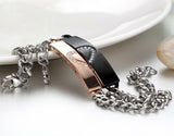 Boniskiss Valentine's Gifts Men Womens Matching Heart Bracelets Stainless Steel Bangle Bracelet, Silver Black Rose Golden