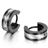 Boniskiss  Stainless Steel 2 Tone Huggie Earrings Mens Hoop Earrings