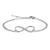 Boniskiss Womens Stainless Steel CZ Infinity Bracelet Necklace Jewelry Set, Ideal Gift for Wife, Girlfriend, Lover