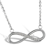 Boniskiss Stainless Steel Rhinestone Accent Love Charm Infinity Pendant Necklace 18 Inch