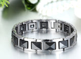 Boniskiss Mens Classic Charm Brief Health Fashion Tungsten Steel Ceramic Bracelet Black