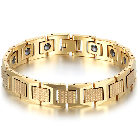 Boniskiss Mens Charm Fashion Tungsten Steel Bracelet Gold