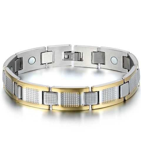 Boniskisss New Fashion Magnetic Stainless Steel Bracelet Unisex Gold Silver