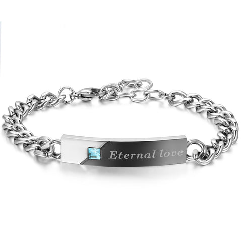 Boniskiss His Hers Stainless Steel Bangle Bracelet Eternal Love Valentine Promise Gift for Couple