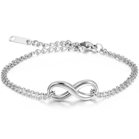 Boniskiss Stainless Steel Handmade Charm 8 Shape Infinity Love Bracelet for Girls Women Mother's Day Gift