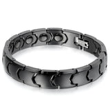 Boniskiss Mens 11MM Wide Ceramic Magnetic Bracelet Link Wristband Polished Black