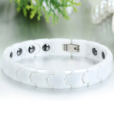 Boniskiss Mens 11MM Wide Ceramic Magnetic Bracelet Link Wristband Polished White