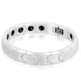 Boniskiss Mens 11MM Wide Ceramic Magnetic Bracelet Link Wristband Polished White