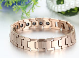 Boniskiss Men's Tungsten Bracelet Magnetic Beads Link Wrist Polished 12mm, Color Rose Gold
