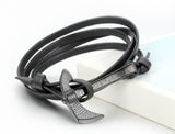 Boniskiss Leather Wrap Bracelet with Stainless Steel Axe Clasp Black