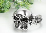 Boniskiss Mens Stainless Steel Biker Skull Cuff Bangle Bracelet Silver Black Two-tone Polished Heavy