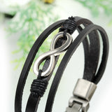 Boniskiss Infinity Charm Leather Bracelet for Men Women Wrist Wraps Bracelet Braided Cuff Bangle