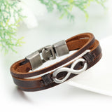 Boniskiss Infinity Charm Leather Bracelet for Men Women Wrist Wraps Bracelet Braided Cuff Bangle