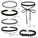 Boniskiss Velvet Choker Necklaces Set 6PCS Black