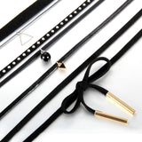 Boniskiss 4 Pieces Leather Chain Necklace for Women Girls Choker Tassel Necklace Velvet Adjustable